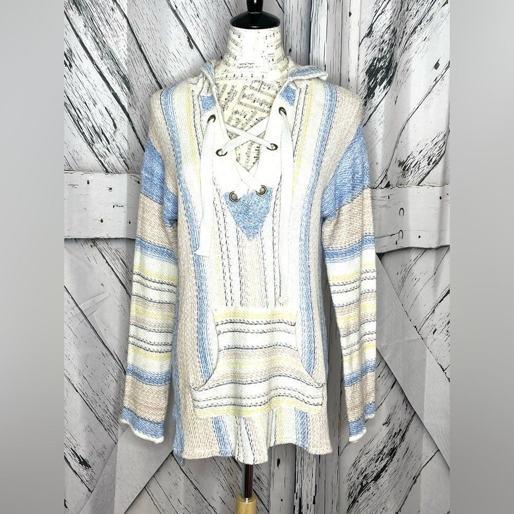 Vintage Havana Colorful Striped Woven Baja Beach Top Small